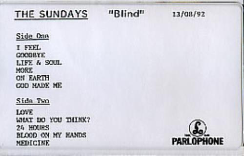 The Sundays Blind cassette album UK SUNCLBL287887