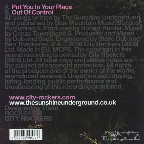 The Sunshine Underground Put You In Your Place 7" vinyl single (7 inch record / 45) UK SU-07PU820995