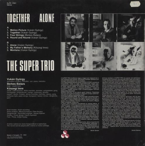 The Super Trio Together Alone vinyl LP album (LP record) Hungarian 95LLPTO878806