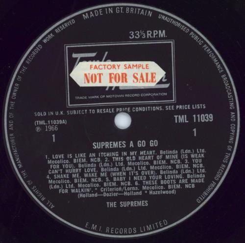 The Supremes A' Go Go- Factory sample vinyl LP album (LP record) UK SPMLPAG785837