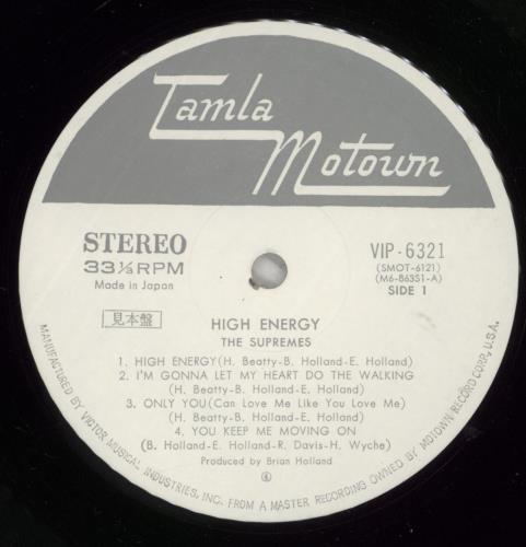 The Supremes High Energy vinyl LP album (LP record) Japanese SPMLPHI873487