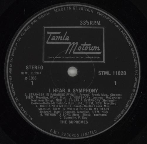 The Supremes I Hear A Symphony vinyl LP album (LP record) UK SPMLPIH685183