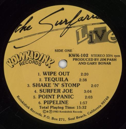The Surfaris Live vinyl LP album (LP record) US SRFLPLI560895