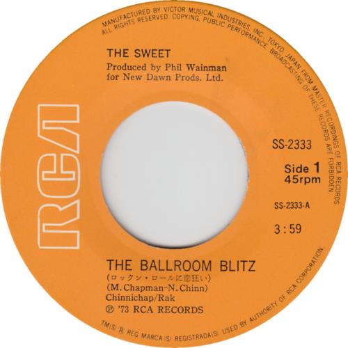 The Sweet The Ballroom Blitz 7" vinyl single (7 inch record / 45) Japanese SWT07TH590720