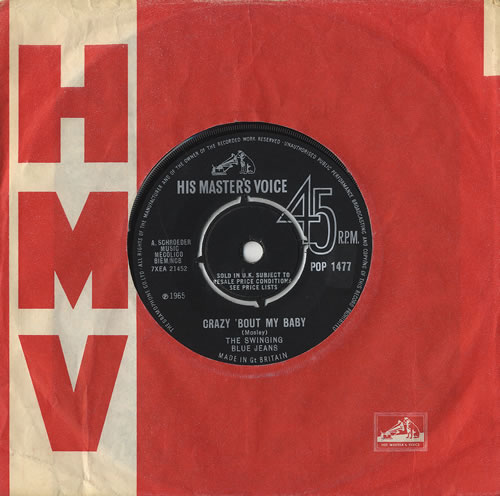 The Swinging Blue Jeans Crazy 'Bout My Baby 7" vinyl single (7 inch record / 45) UK SBJ07CR491444