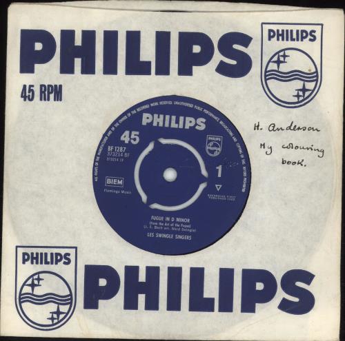 The Swingle Singers Fugue In D Minor 7" vinyl single (7 inch record / 45) UK SWZ07FU689808