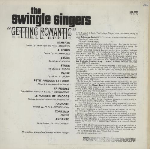 The Swingle Singers Getting Romantic vinyl LP album (LP record) UK SWZLPGE761789