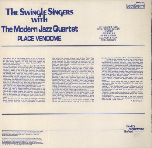 The Swingle Singers Place Vendome vinyl LP album (LP record) UK SWZLPPL470990