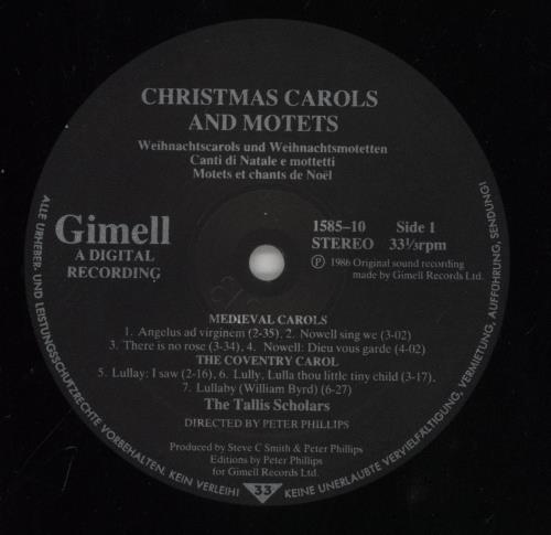The Tallis Scholars Christmas Carols And Motets vinyl LP album (LP record) UK XJFLPCH687913