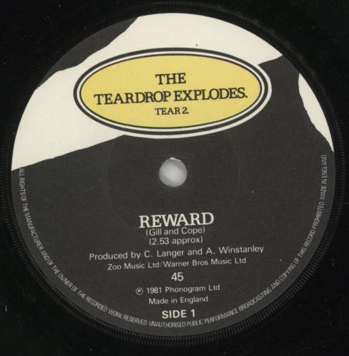The Teardrop Explodes Reward - P/S 7" vinyl single (7 inch record / 45) UK TDP07RE648815