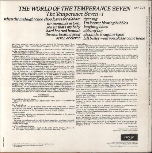 The Temperance Seven The World Of The Temperance Seven vinyl LP album (LP record) UK TT7LPTH815426