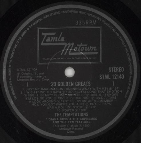 The Temptations 20 Golden Greats vinyl LP album (LP record) UK TEMLPGO553433