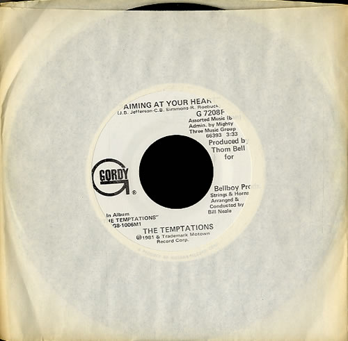 The Temptations Aiming At Your Heart 7" vinyl single (7 inch record / 45) US TEM07AI591894