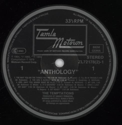 The Temptations Anthology 2-LP vinyl record set (Double LP Album) German TEM2LAN766228