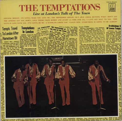 The Temptations Live At London's Talk Of The Town vinyl LP album (LP record) Japanese TEMLPLI611646