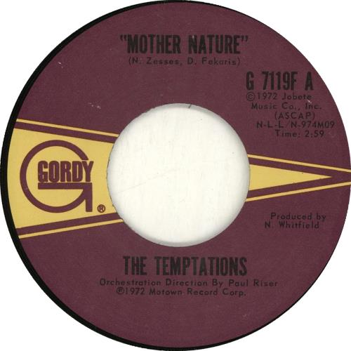 The Temptations Mother Nature 7" vinyl single (7 inch record / 45) US TEM07MO702241