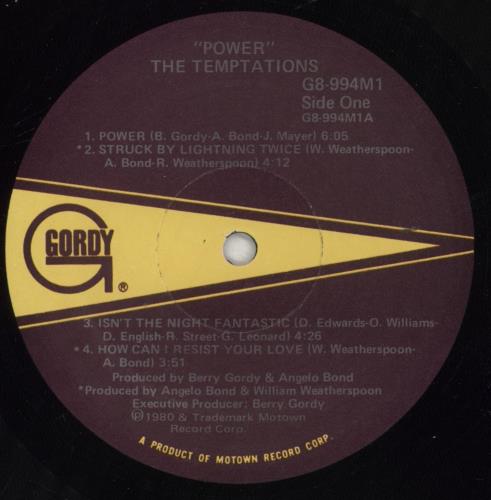 The Temptations Power vinyl LP album (LP record) US TEMLPPO856774