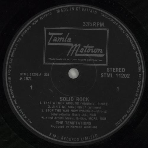 The Temptations Solid Rock - EX vinyl LP album (LP record) UK TEMLPSO742815