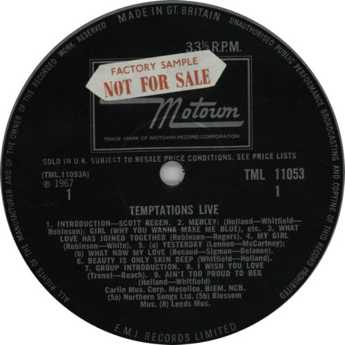 The Temptations The Temptations Live! - Factory Sample vinyl LP album (LP record) UK TEMLPTH599648