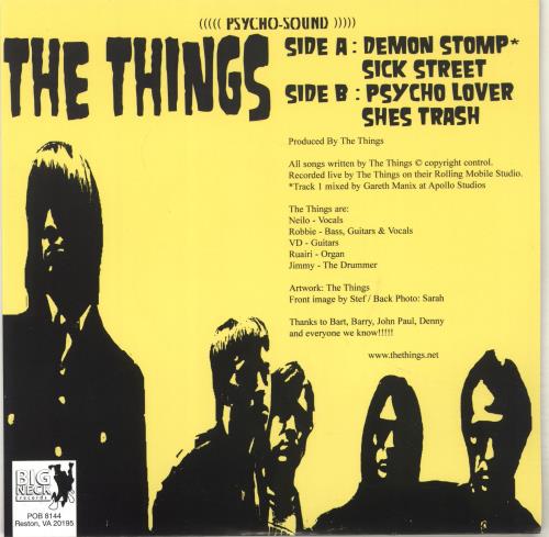 The Things Psycho-Sound - Lilac Vinyl 7" vinyl single (7 inch record / 45) US Y0V07PS702417