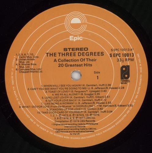 The Three Degrees A Collection Of Their 20 Greatest Hits vinyl LP album (LP record) UK TDGLPAC577820