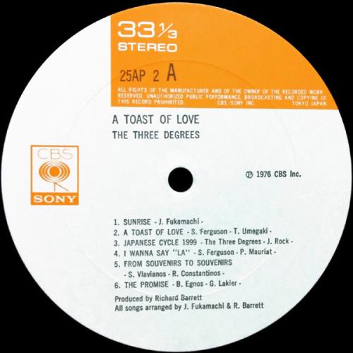 The Three Degrees A Toast Of Love vinyl LP album (LP record) Japanese TDGLPAT210791