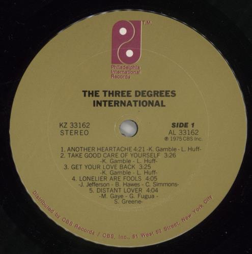 The Three Degrees International vinyl LP album (LP record) US TDGLPIN874969
