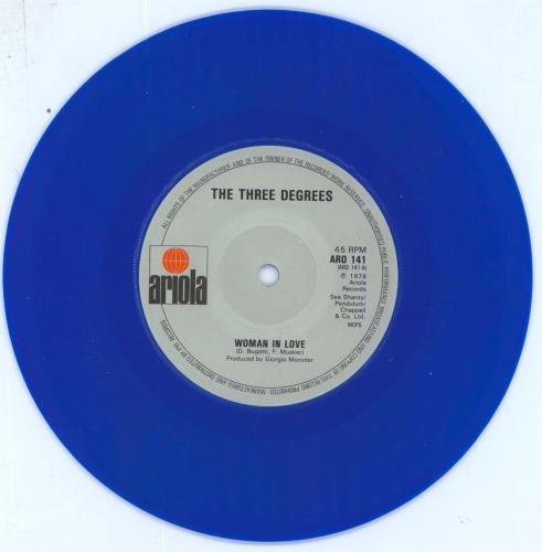 The Three Degrees Woman In Love - Blue Vinyl 7" vinyl single (7 inch record / 45) UK TDG07WO232607