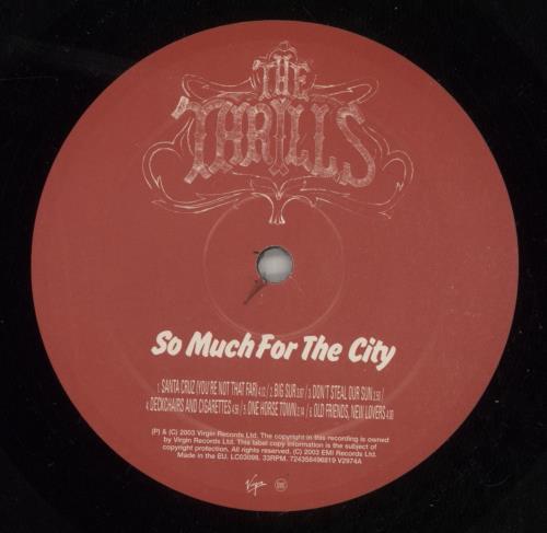 The Thrills So Much For The City vinyl LP album (LP record) UK RILLPSO249113
