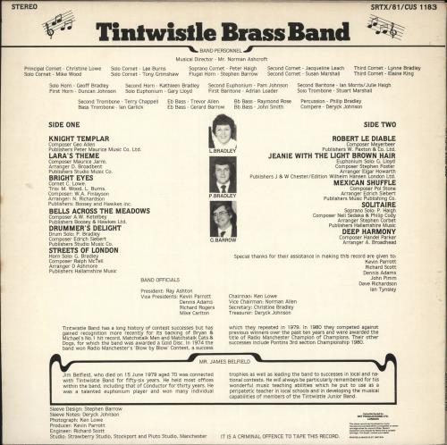 The Tintwistle Brass Band Tintwistle Brass Band vinyl LP album (LP record) UK Z1FLPTI722728
