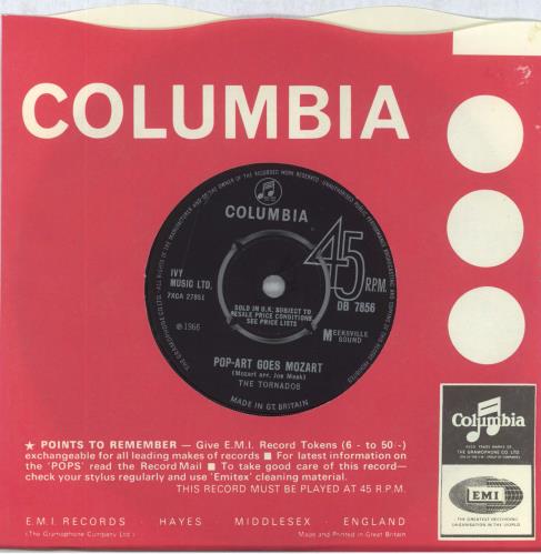 The Tornados Pop-Art Goes Mozart 7" vinyl single (7 inch record / 45) UK TDO07PO821220