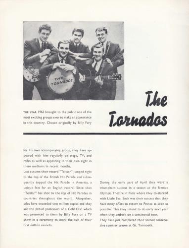 The Tornados The Big Star Show tour programme UK TDOTRTH696374