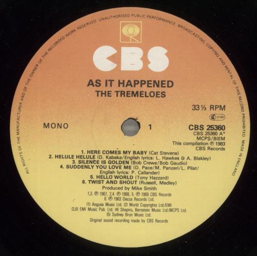 The Tremeloes As It Happened vinyl LP album (LP record) UK TRELPAS888155