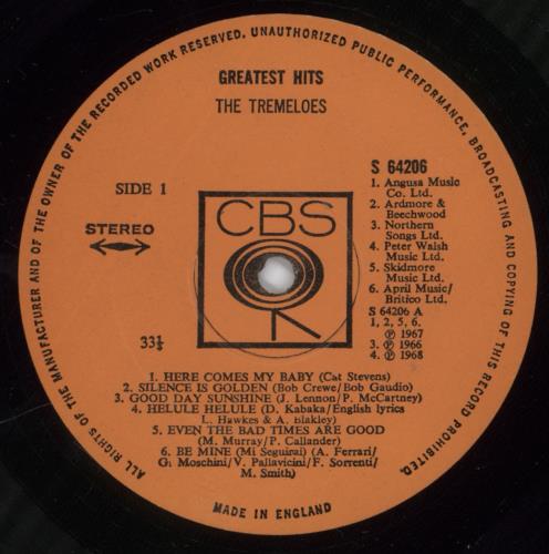 The Tremeloes Greatest Hits vinyl LP album (LP record) UK TRELPGR486150