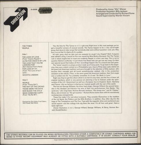 The Tymes People vinyl LP album (LP record) UK TY1LPPE583216