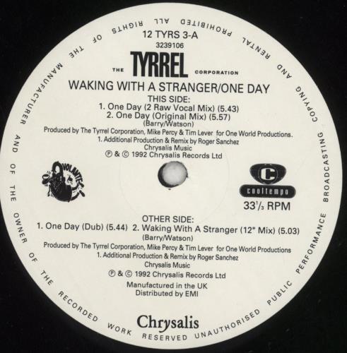 The Tyrrel Corporation Walking With A Stranger 12" vinyl single (12 inch record / Maxi-single) UK TY-12WA853464