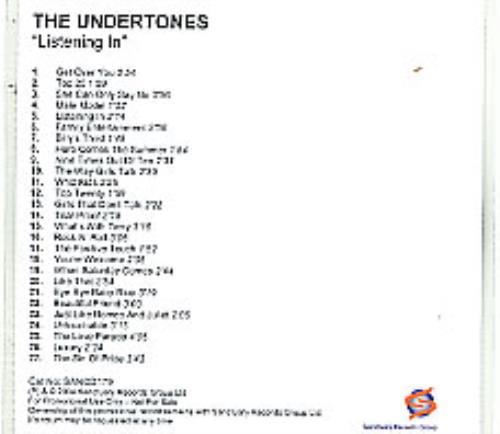 The Undertones Listening In CD-R acetate UK UDTCRLI275107