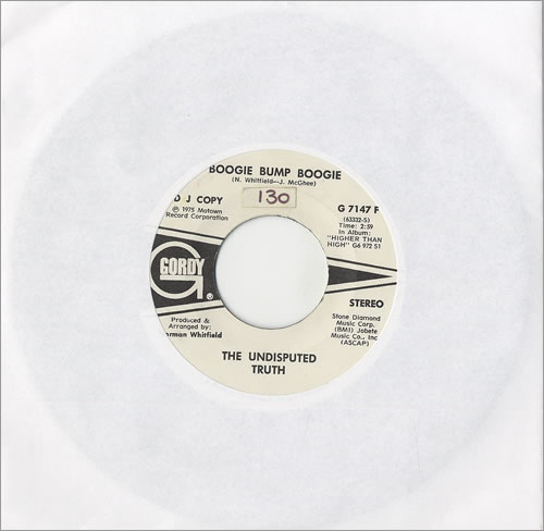 The Undisputed Truth Boogie Bump Boogie 7" vinyl single (7 inch record / 45) US DPT07BO459415