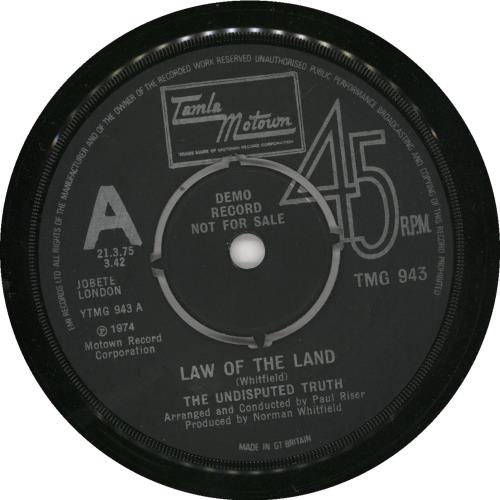 The Undisputed Truth Law Of The Land 7" vinyl single (7 inch record / 45) UK DPT07LA345845