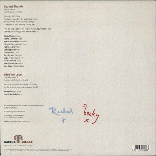 The Unthanks Mount The Air - Autographed 10" vinyl single (10 inch record) UK T9U10MO881903