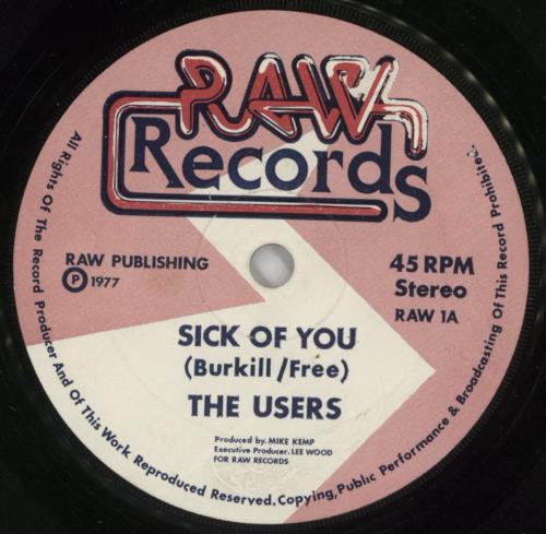 The Users Sick Of You - 1st - P/S - VG 7" vinyl single (7 inch record / 45) UK USA07SI867347