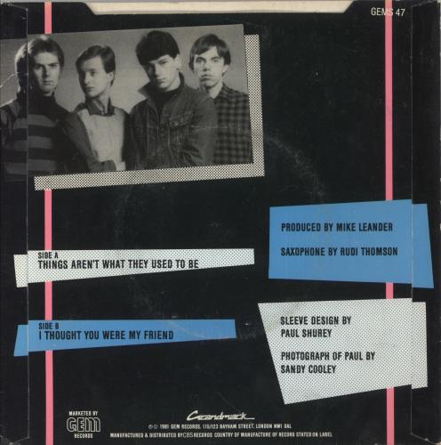 The V.I.P.'s Things Aren't What They Used To Be 7" vinyl single (7 inch record / 45) UK VIP07TH857052