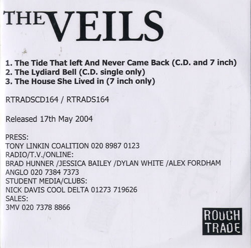 The Veils The Tide That Left And Never Came Back CD-R acetate UK V.ECRTH282984