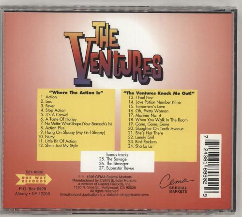 The Ventures Where The Action Is / The Ventures Knock Me Out CD album (CDLP) US VENCDWH689043