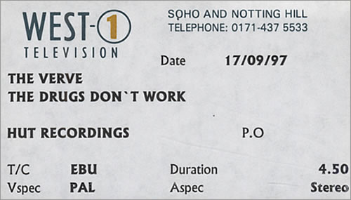 The Verve Bitter Sweet Symphony & The Drugs Don't Work video (VHS or PAL or NTSC) UK VVEVIBI428886