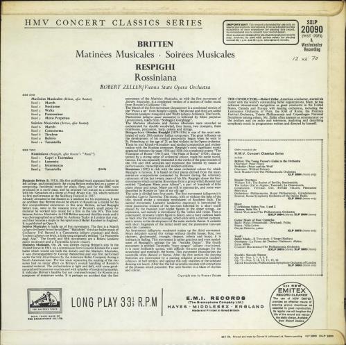 The Vienna State Orchestra Britten: Matines Musicales & Soires Musicales / Respighi: Rossiniana vinyl LP album (LP record) UK X8TLPBR770675