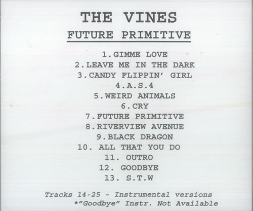 The Vines Future Primitive CD-R acetate US VNECRFU547790
