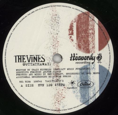 The Vines Outtathaway! 7" vinyl single (7 inch record / 45) UK VNE07OU224991