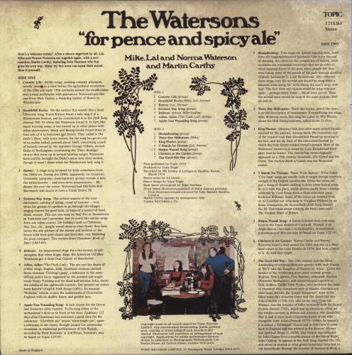 The Watersons For Pence And Spicy Ale vinyl LP album (LP record) UK WA9LPFO542854
