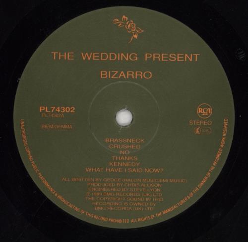 The Wedding Present Bizarro - VG vinyl LP album (LP record) UK TWPLPBI712558